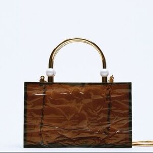 ZARA PEARL STRAP METHACRYLATE BOX BAG